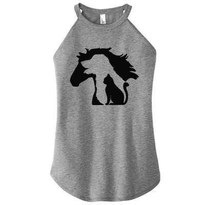 Cute Horse Dog Cat Lover Tee Funny Mothers Day Women's Perfect Tri Rocker Tank