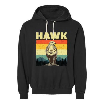 Cute Hawk Design Bird Vintage Hawk Lovers Garment-Dyed Fleece Hoodie