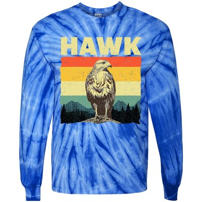 Cute Hawk Design Bird Vintage Hawk Lovers Tie-Dye Long Sleeve Shirt