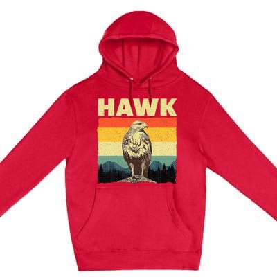 Cute Hawk Design Bird Vintage Hawk Lovers Premium Pullover Hoodie