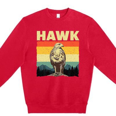 Cute Hawk Design Bird Vintage Hawk Lovers Premium Crewneck Sweatshirt