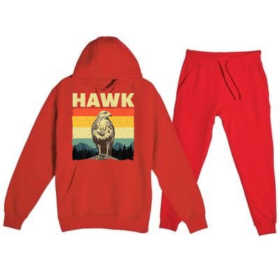 Cute Hawk Design Bird Vintage Hawk Lovers Premium Hooded Sweatsuit Set