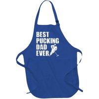 Cool Hockey Dad Gift Funny Best Pucking Dad Ever Sports Gag Gift Full-Length Apron With Pockets