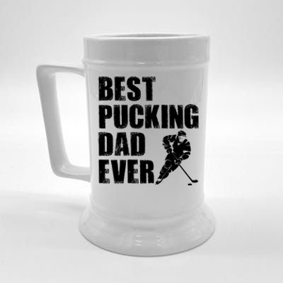 Cool Hockey Dad Gift Funny Best Pucking Dad Ever Sports Gag Gift Beer Stein