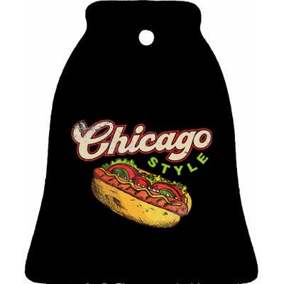 Chicago Hot Dog Hotdog Tourist Summer Souvenir Travel Ceramic Bell Ornament