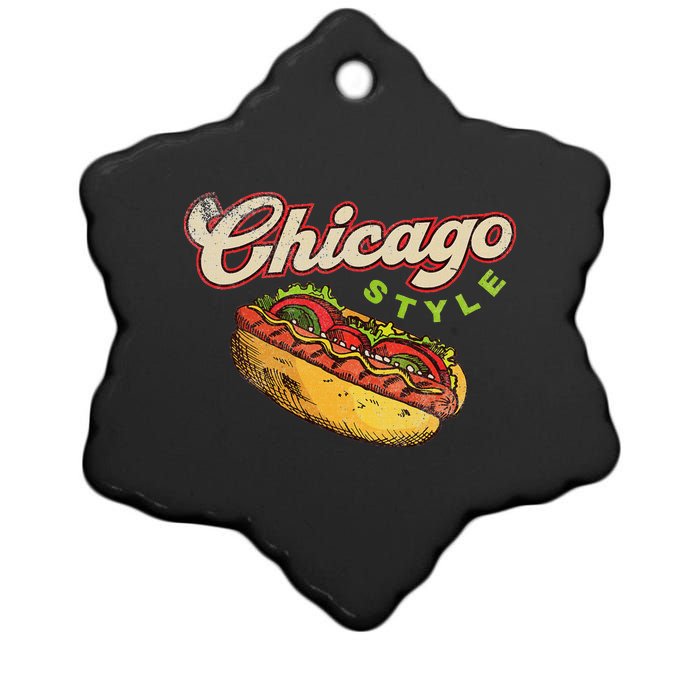 Chicago Hot Dog Hotdog Tourist Summer Souvenir Travel Ceramic Star Ornament