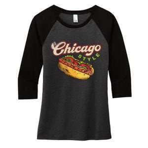 Chicago Hot Dog Hotdog Tourist Summer Souvenir Travel Women's Tri-Blend 3/4-Sleeve Raglan Shirt