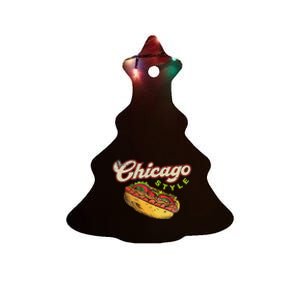 Chicago Hot Dog Hotdog Tourist Summer Souvenir Travel Ceramic Tree Ornament