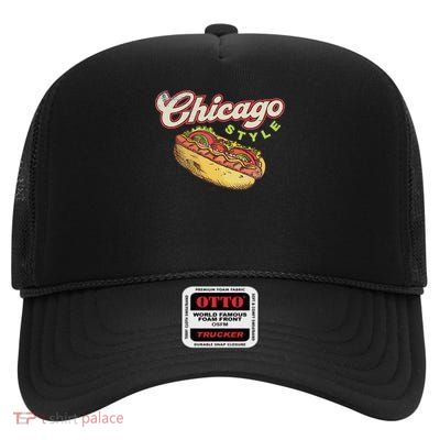 Chicago Hot Dog Hotdog Tourist Summer Souvenir Travel High Crown Mesh Back Trucker Hat