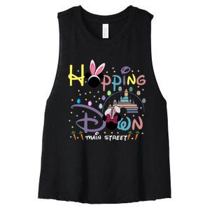 Castle Hopping Down Main Street Easter Day Bunny Rabbit Funny Cute Women's Racerback Cropped Tank