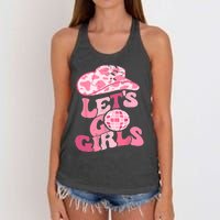 Cowboy Hat Disco Ball Lets Go Girls Western Cowgirls Women's Knotted Racerback Tank