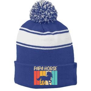 Cool Horse Design Horseback Riding Horse Lover Gift Stripe Pom Pom Beanie