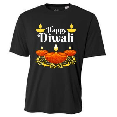 Cool Happy Diwali Festival Of Light Diva Lanterns Cooling Performance Crew T-Shirt