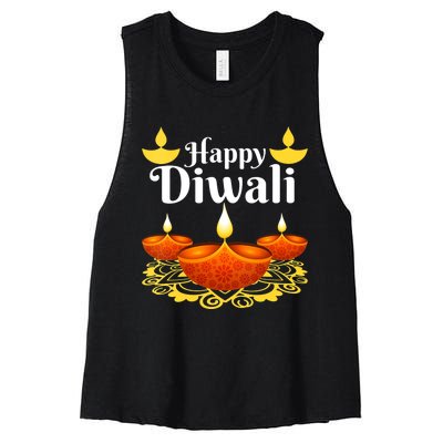 Cool Happy Diwali Festival Of Light Diva Lanterns Women's Racerback Cropped Tank