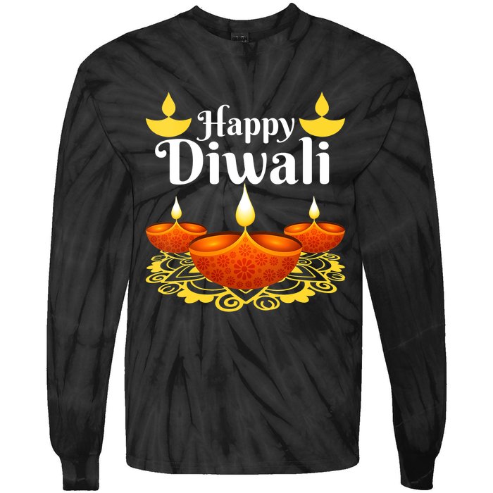 Cool Happy Diwali Festival Of Light Diva Lanterns Tie-Dye Long Sleeve Shirt