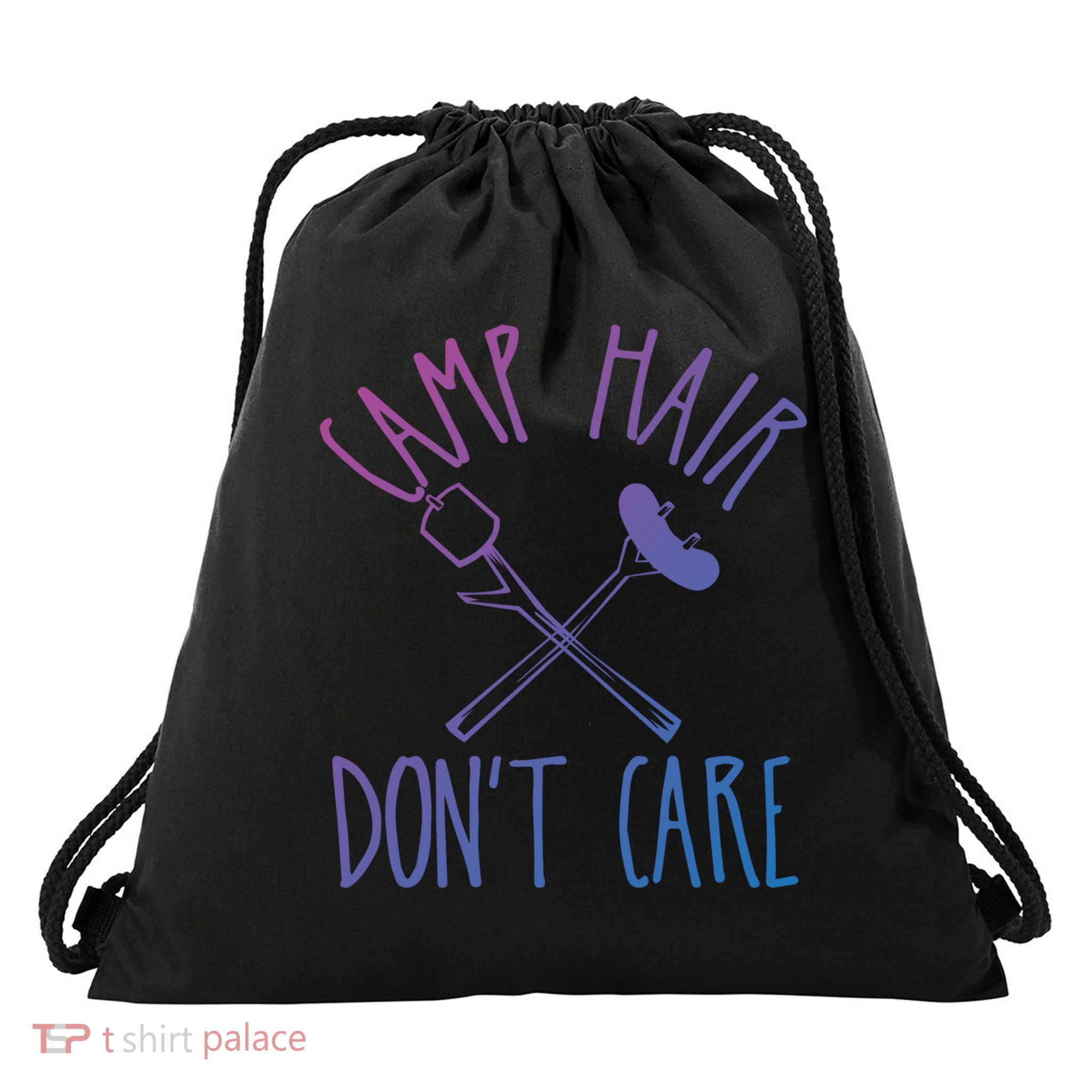 Camp Hair Dont Care Cute Camping Adventure Funny Gift Drawstring Bag