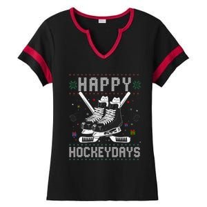 Christmas Hockey Day Sports Outfit Ladies Halftime Notch Neck Tee