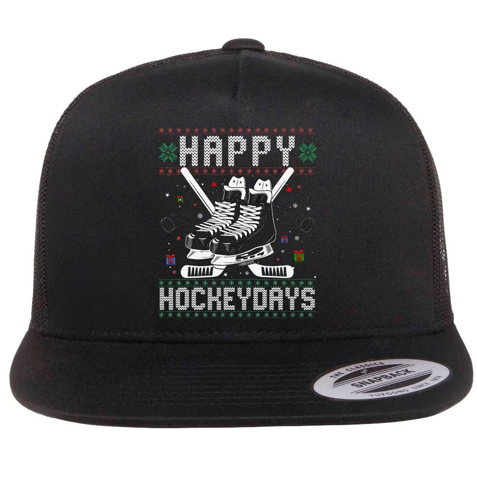 Christmas Hockey Day Sports Outfit Flat Bill Trucker Hat