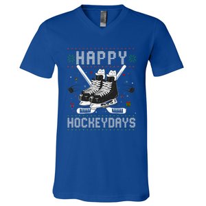 Christmas Hockey Day Sports Outfit V-Neck T-Shirt