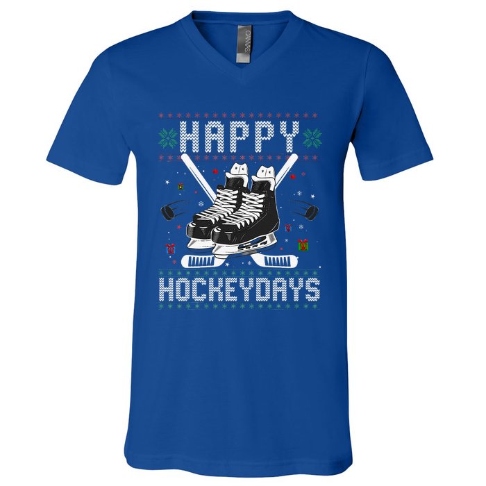 Christmas Hockey Day Sports Outfit V-Neck T-Shirt