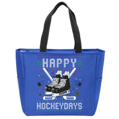 Christmas Hockey Day Sports Outfit Zip Tote Bag