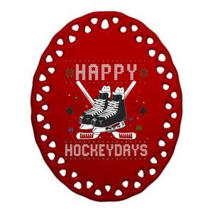 Christmas Hockey Day Sports Outfit Ceramic Oval Ornament