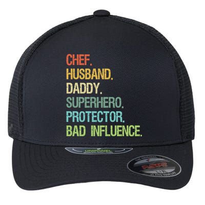 Chef Husband Daddy Superhero Protector Dad Gift Flexfit Unipanel Trucker Cap