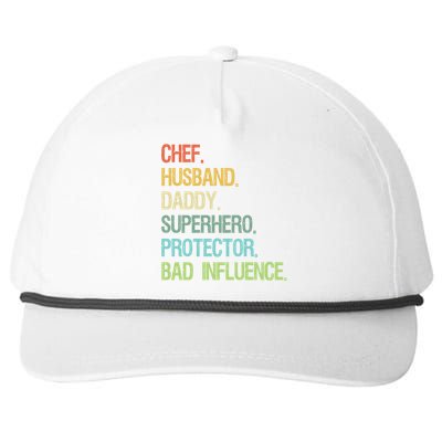 Chef Husband Daddy Superhero Protector Dad Gift Snapback Five-Panel Rope Hat