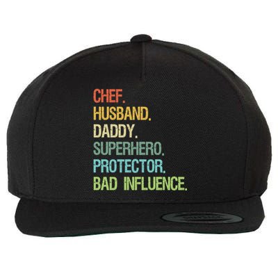 Chef Husband Daddy Superhero Protector Dad Gift Wool Snapback Cap