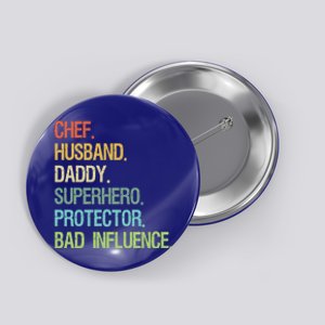 Chef Husband Daddy Superhero Protector Dad Gift Button