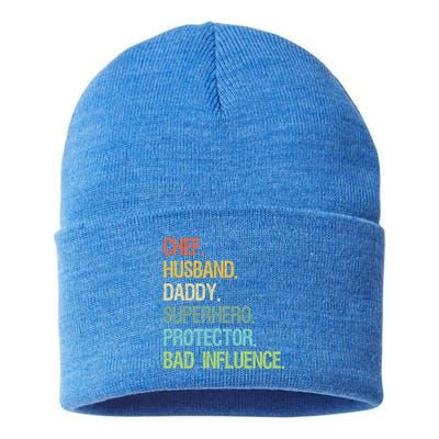 Chef Husband Daddy Superhero Protector Dad Gift Sustainable Knit Beanie