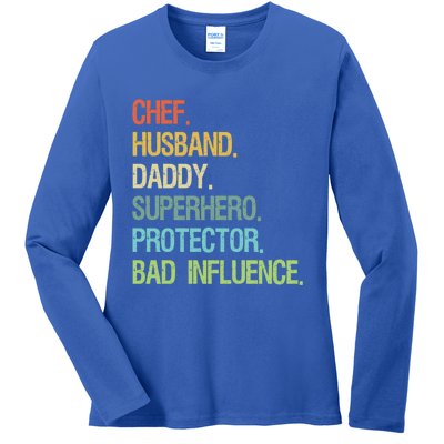 Chef Husband Daddy Superhero Protector Dad Gift Ladies Long Sleeve Shirt