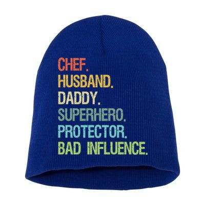 Chef Husband Daddy Superhero Protector Dad Gift Short Acrylic Beanie