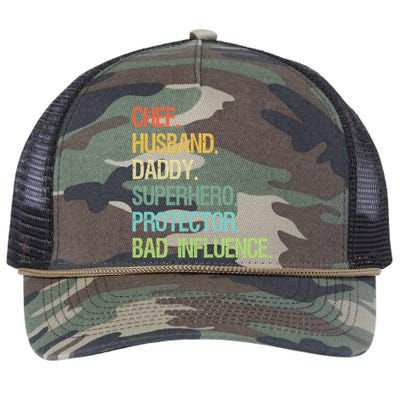 Chef Husband Daddy Superhero Protector Dad Gift Retro Rope Trucker Hat Cap