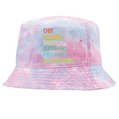 Chef Husband Daddy Superhero Protector Dad Gift Tie-Dyed Bucket Hat