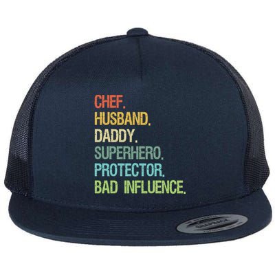 Chef Husband Daddy Superhero Protector Dad Gift Flat Bill Trucker Hat