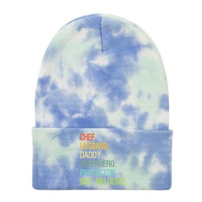 Chef Husband Daddy Superhero Protector Dad Gift Tie Dye 12in Knit Beanie