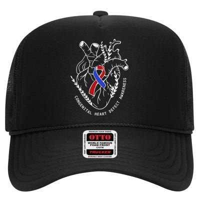 Congenital Heart Defects Awareness Heart Defect Support High Crown Mesh Back Trucker Hat