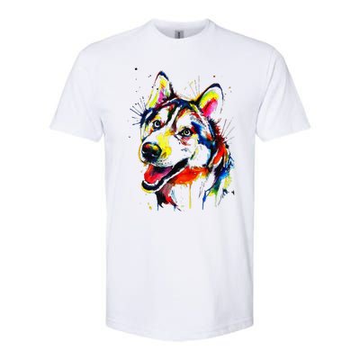 Colorful Husky Dog Lover Dad Mom Funny Softstyle® CVC T-Shirt