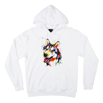 Colorful Husky Dog Lover Dad Mom Funny Hoodie