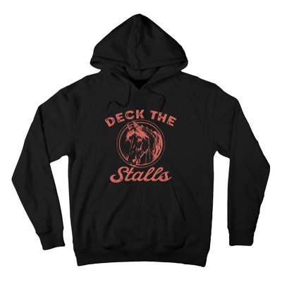 Christmas Horse Deck The Stalls Retro Style Horse Rider  Hoodie