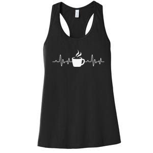 Coffee Heartbeat Drinking Coffee Women's Racerback Tank