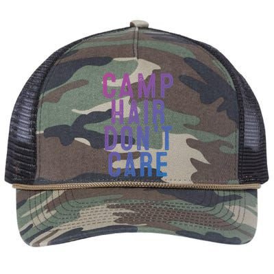 Camp Hair Dont Care Camping Gifgift And Cool Gift Retro Rope Trucker Hat Cap