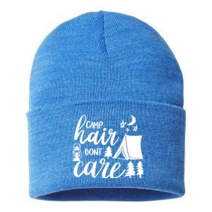 Camp Hair Dont Care Camping Hiking Mountaineering Gift Sustainable Knit Beanie