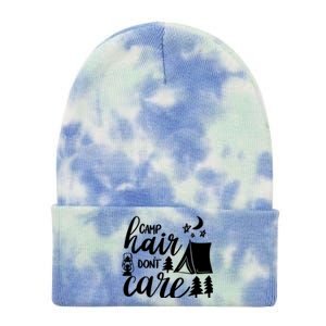 Camp Hair Dont Care Camping Hiking Mountaineering Gift Tie Dye 12in Knit Beanie