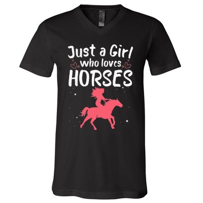 Cute Horse Design For  Horse Riding Equestrian V-Neck T-Shirt