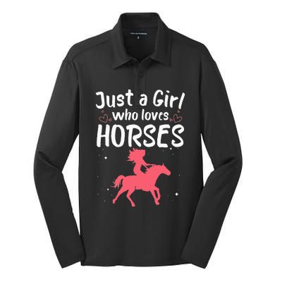 Cute Horse Design For  Horse Riding Equestrian Silk Touch Performance Long Sleeve Polo