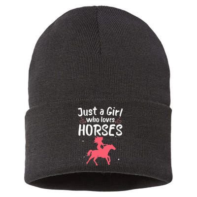 Cute Horse Design For  Horse Riding Equestrian Sustainable Knit Beanie