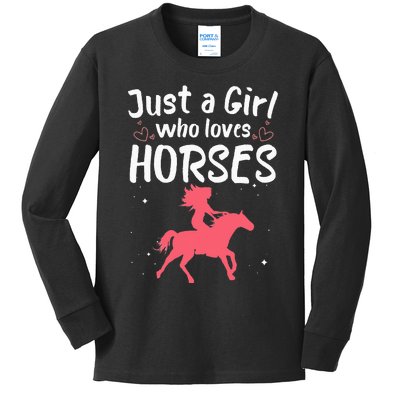 Cute Horse Design For  Horse Riding Equestrian Kids Long Sleeve Shirt