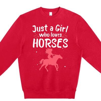 Cute Horse Design For  Horse Riding Equestrian Premium Crewneck Sweatshirt